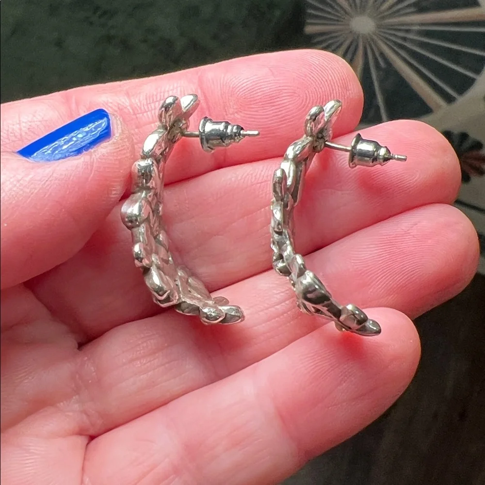 Brighton Wild Flowers Silver Plated Post Hoop Earrings - Picture 3 of 4